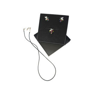 Rubylishious 
Silver set of earrings and pendant butterfly with multicolor heart